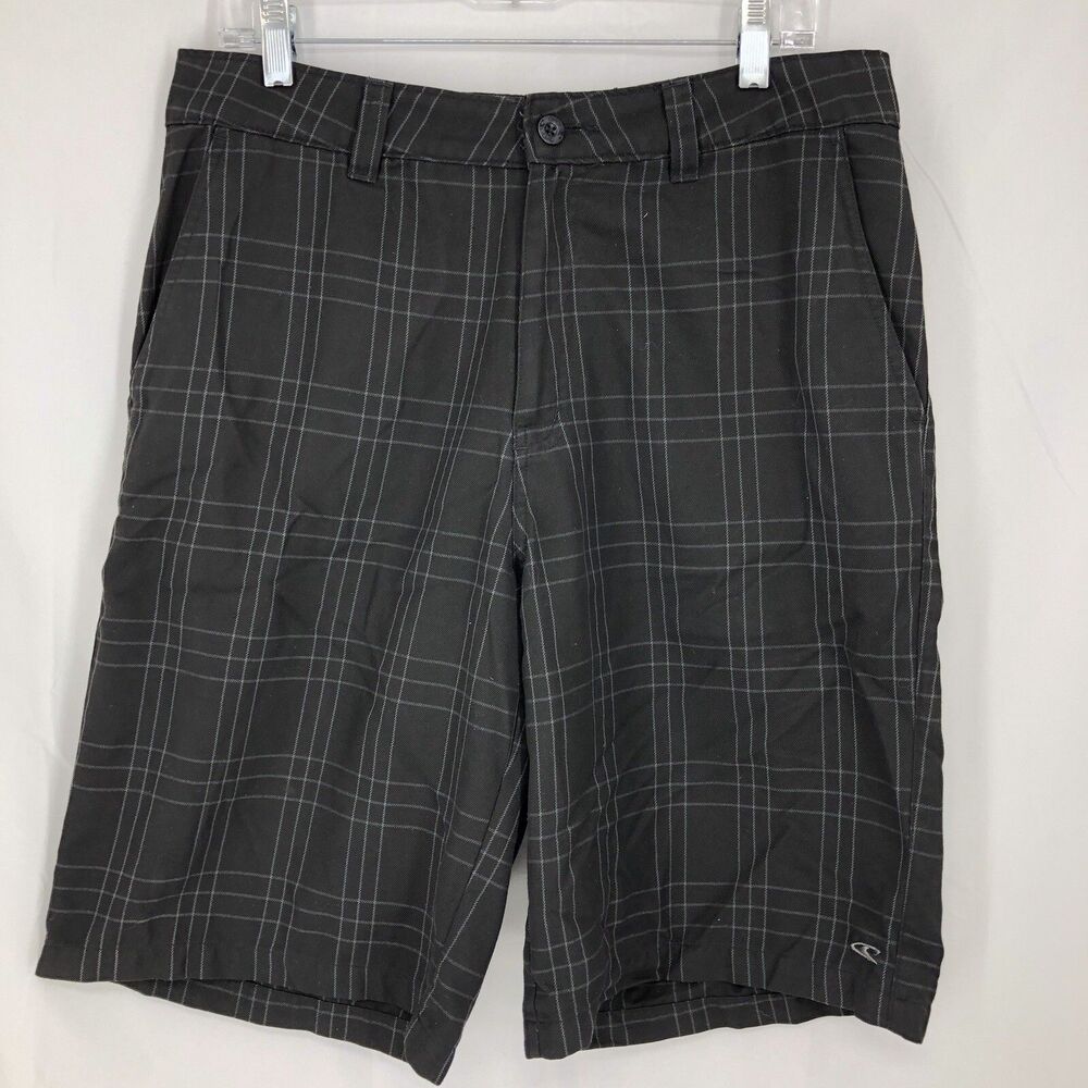 O'Neill Intersect Quest Black Plaid Skate Shorts 32 (34x11)
